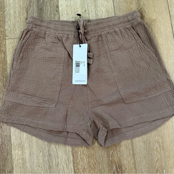 Bobi Los Angeles Women’s Java Beach Gauze Pull-On Shorts with Pockets Size S NWT - Picture 2 of 9